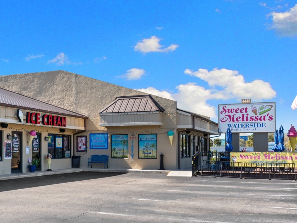 sweet melissas parking lot and storefront